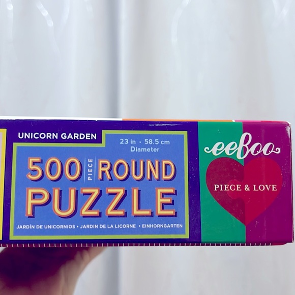 NWT Piece & Love EEBOO | Unicorn Garden, 500 piece round puzzle - Picture 6 of 7